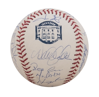 2008 New York Yankees Team Signed Yankee Stadium Commemorative Baseball with 30 Signatures Including Derek Jeter, Mariano Rivera, and Alex Rodriguez (MLB Authenticated & Steiner)